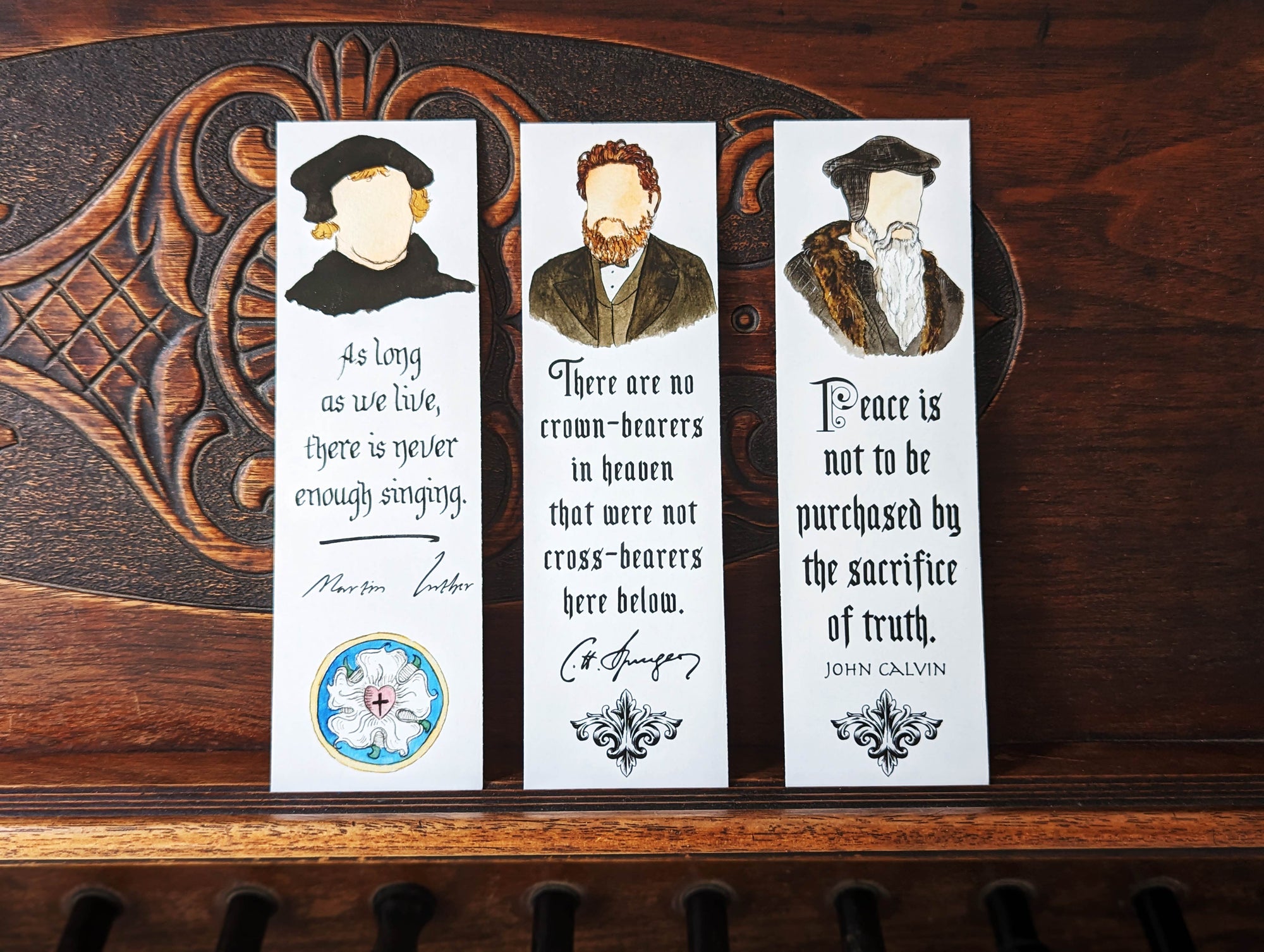 Reformed Theologians Set of 3 Bookmarks (Calvin, Luther & Spurgeon)